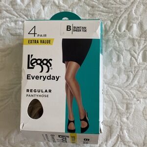 L'egg Everyday Regular Sheer Toe 3 Pairs Pantyhose suntan Size B 20 Denier Nylon